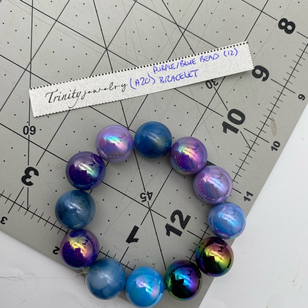 Ethereal Cosmic Purple and Blue Bead Bracelet